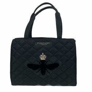 My Flat In London Black Quilted Queen Bee Tote